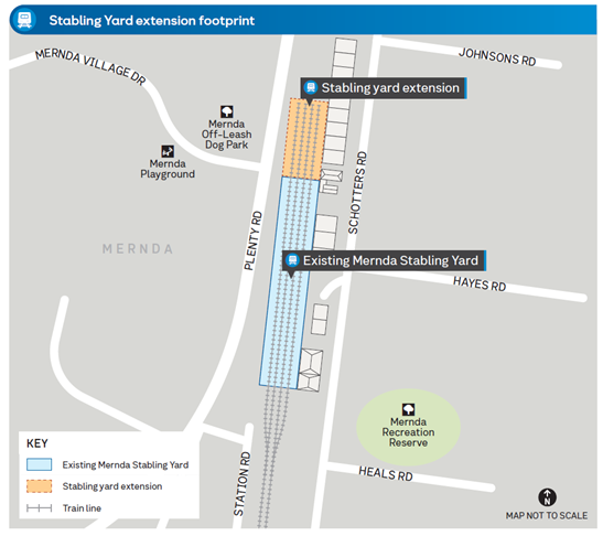 Diagram of extension of the Mernda Stabling Yards