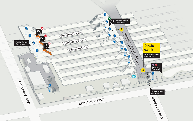 Image showing escalators at Southern Cross Station during the AM peak.